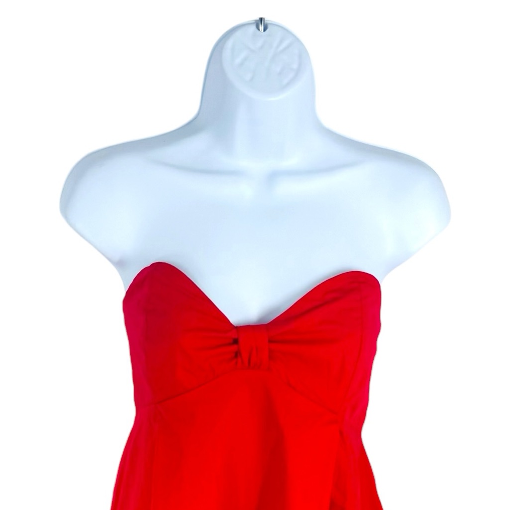 Bird & Knoll Red Follow Rico Sweetheart Mini Dress In Cotton-Poplin Nwt Size M — image 3 of 8